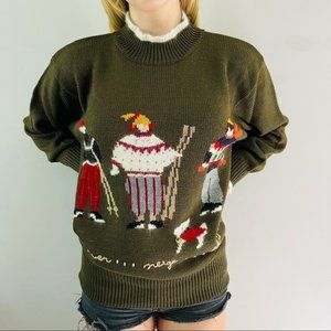 Vintage the cotton collection ski winter theme sweater